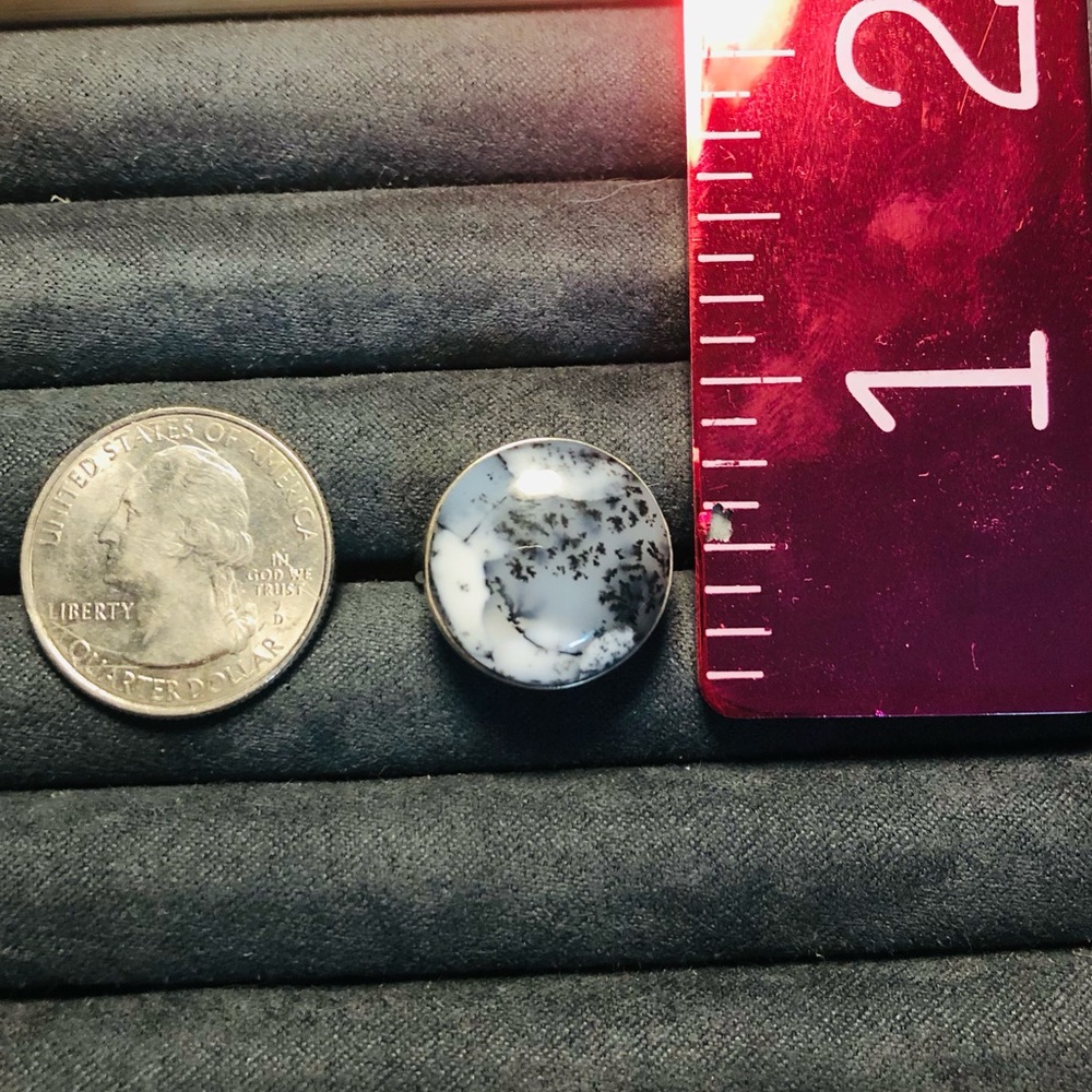 Dendritic Agate Round Cabochon - Black & White Stone